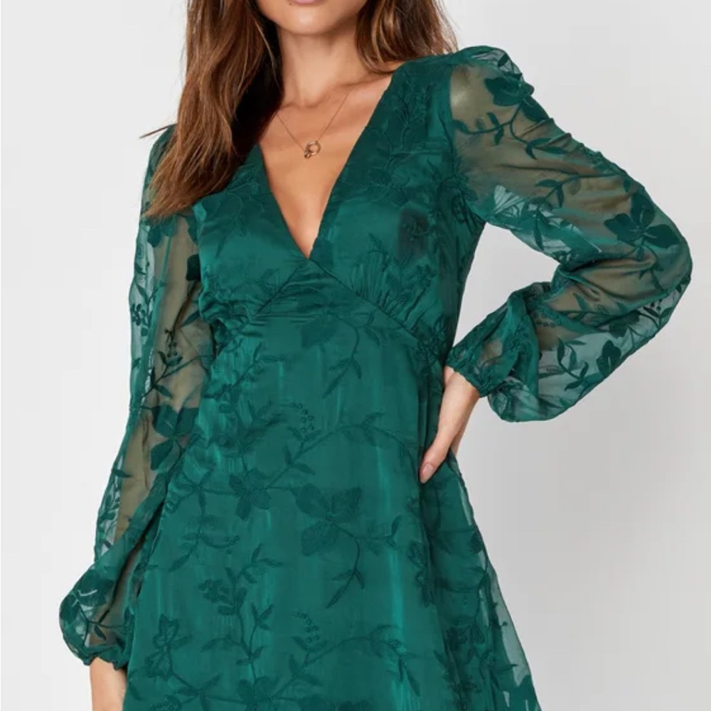 Elegant Green Floral Dress